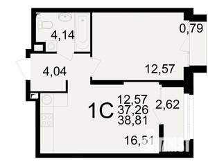 1-к квартира, вторичка, 37м2, 4/25 этаж