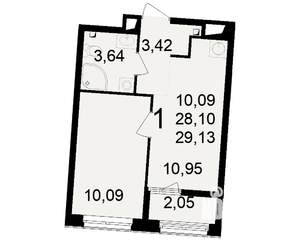 1-к квартира, вторичка, 28м2, 10/23 этаж