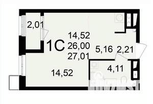 1-к квартира, вторичка, 28м2, 11/24 этаж