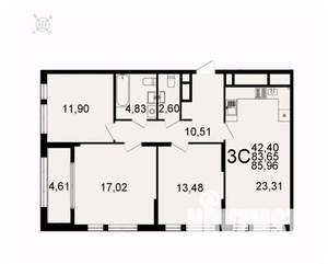 3-к квартира, вторичка, 86м2, 26/26 этаж