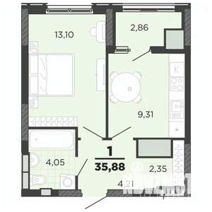 1-к квартира, вторичка, 36м2, 24/25 этаж