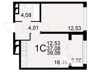 1-к квартира, вторичка, 37м2, 2/25 этаж