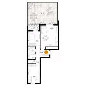 2-к квартира, вторичка, 109м2, 1/25 этаж