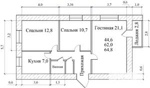 3-к квартира, вторичка, 62м2, 5/9 этаж