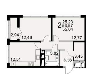 2-к квартира, вторичка, 54м2, 14/25 этаж