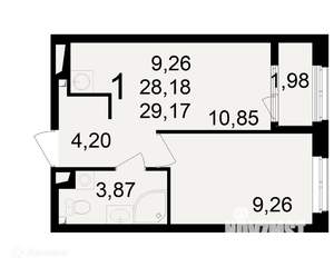 1-к квартира, вторичка, 29м2, 5/24 этаж