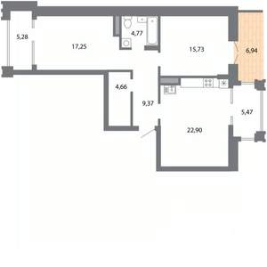 2-к квартира, строящийся дом, 82м2, 1/5 этаж