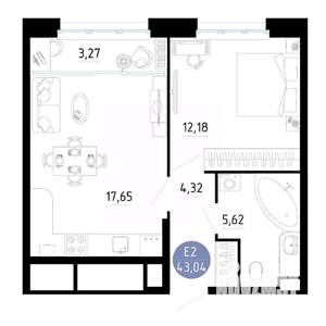 1-к квартира, вторичка, 43м2, 4/20 этаж