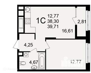 1-к квартира, вторичка, 40м2, 2/26 этаж