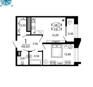 1-к квартира, вторичка, 47м2, 9/19 этаж