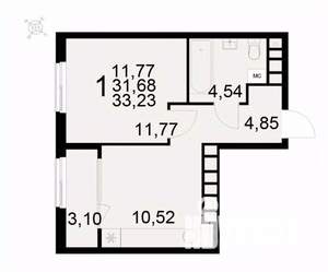 1-к квартира, вторичка, 33м2, 18/22 этаж