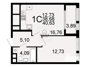 1-к квартира, вторичка, 41м2, 1/26 этаж
