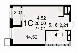 1-к квартира, вторичка, 28м2, 6/24 этаж