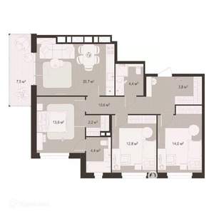 3-к квартира, вторичка, 94м2, 7/9 этаж