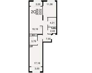 2-к квартира, вторичка, 65м2, 7/21 этаж