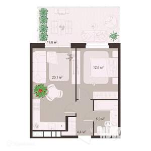 1-к квартира, вторичка, 60м2, 1/9 этаж