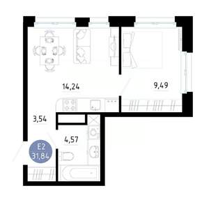 1-к квартира, вторичка, 32м2, 4/14 этаж