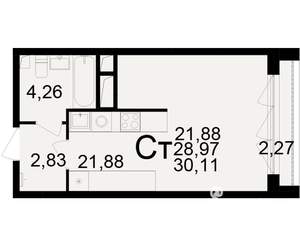 1-к квартира, вторичка, 29м2, 25/25 этаж