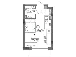 Студия квартира, вторичка, 20м2, 10/25 этаж