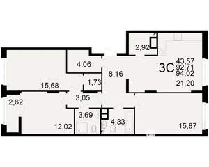3-к квартира, вторичка, 93м2, 5/25 этаж