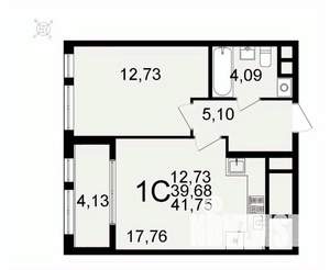 1-к квартира, вторичка, 42м2, 16/26 этаж