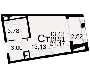 1-к квартира, вторичка, 20м2, 6/25 этаж