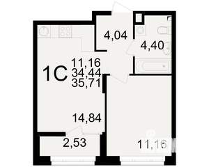 1-к квартира, вторичка, 34м2, 2/25 этаж
