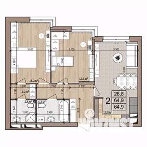 2-к квартира, вторичка, 65м2, 4/25 этаж