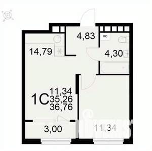 1-к квартира, вторичка, 37м2, 11/22 этаж