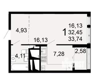 1-к квартира, вторичка, 32м2, 22/26 этаж