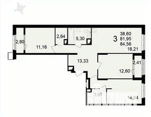 3-к квартира, вторичка, 85м2, 9/24 этаж