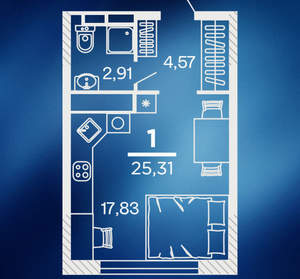 Студия квартира, вторичка, 25м2, 14/25 этаж