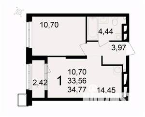 1-к квартира, вторичка, 35м2, 19/24 этаж
