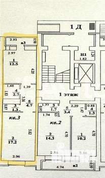 1-к квартира, вторичка, 42м2, 1/10 этаж