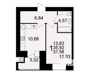 1-к квартира, вторичка, 36м2, 3/15 этаж