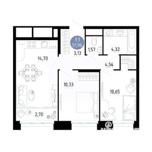 2-к квартира, вторичка, 52м2, 19/20 этаж