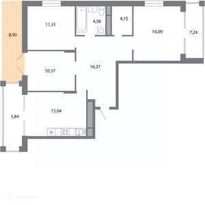 3-к квартира, вторичка, 85м2, 1/6 этаж