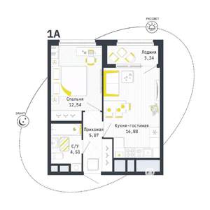 1-к квартира, вторичка, 41м2, 4/25 этаж