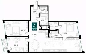 3-к квартира, вторичка, 118м2, 10/13 этаж