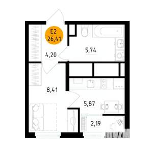 1-к квартира, вторичка, 26м2, 4/25 этаж