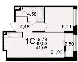 1-к квартира, вторичка, 40м2, 4/25 этаж