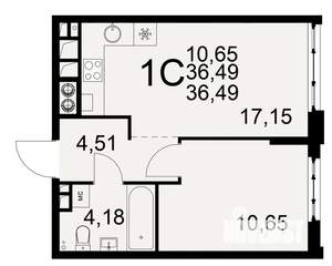 1-к квартира, вторичка, 36м2, 9/10 этаж