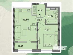 1-к квартира, вторичка, 38м2, 13/22 этаж