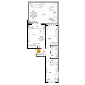2-к квартира, вторичка, 98м2, 1/25 этаж