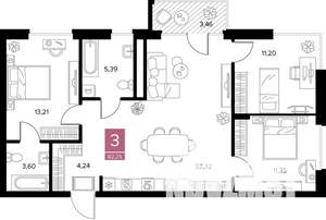 3-к квартира, вторичка, 82м2, 5/9 этаж