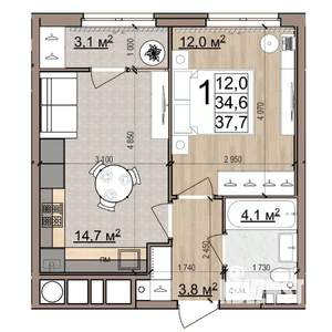 1-к квартира, вторичка, 38м2, 24/25 этаж