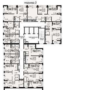 2-к квартира, вторичка, 53м2, 22/25 этаж