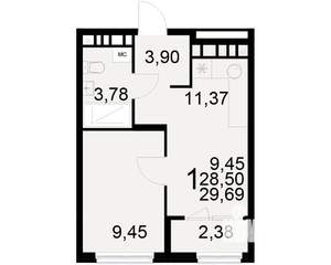 1-к квартира, вторичка, 29м2, 11/21 этаж