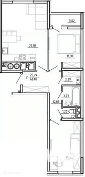 2-к квартира, вторичка, 69м2, 9/26 этаж