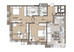 3-к квартира, вторичка, 191м2, 4/4 этаж